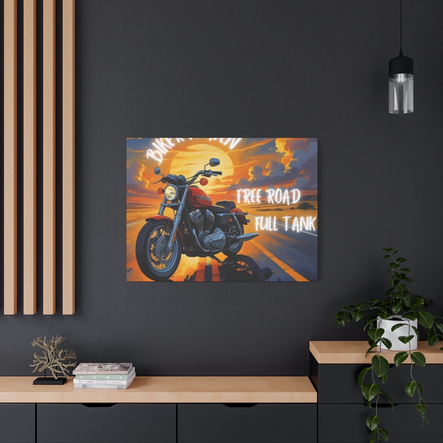 Motorcycle Wall Art, Biker Heaven Canvas Print, Full Throttle Decor, Gift for Bikers, Motorcycle Lover Art
