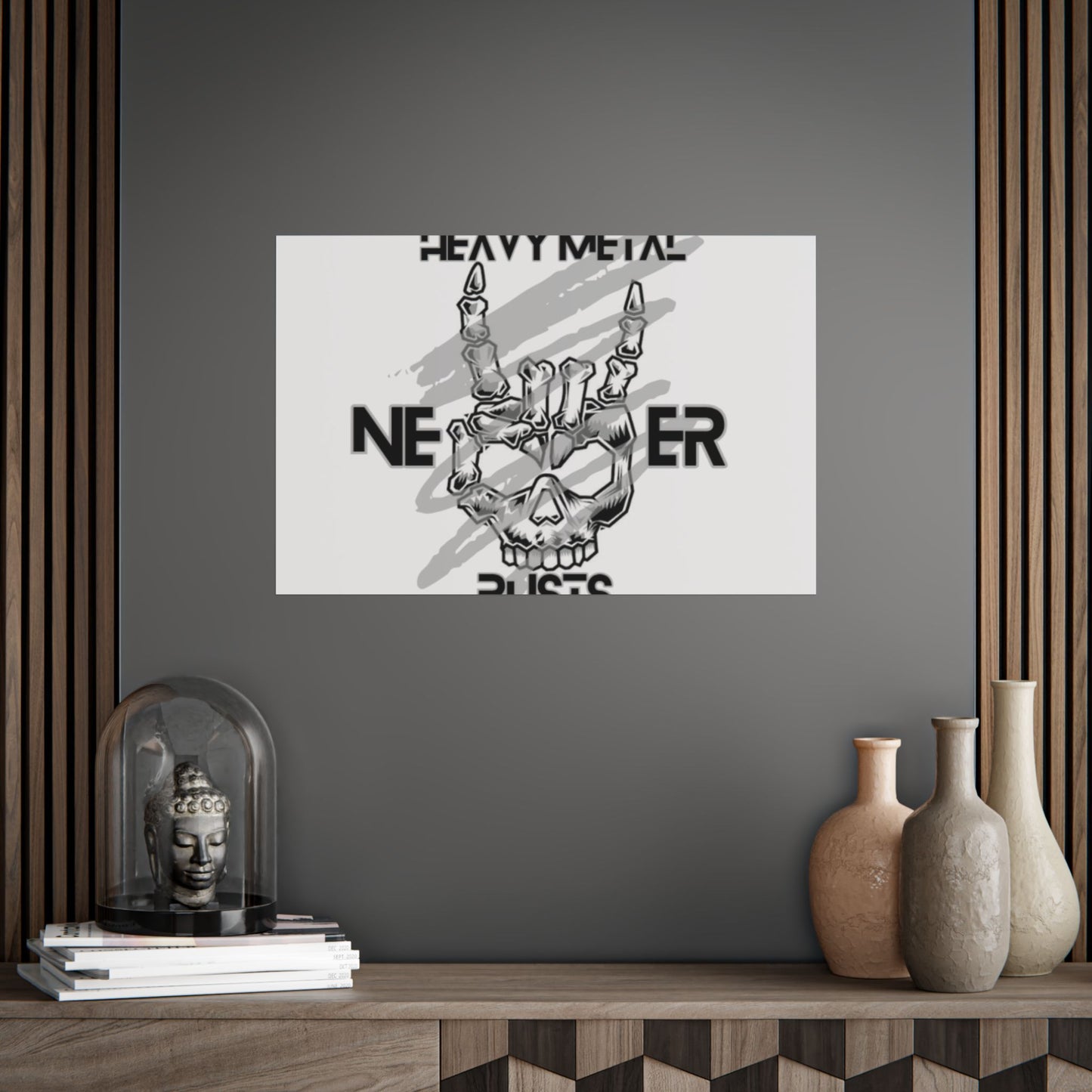 Heavy Metal Unframed Poster, Rock Music Wall Art, Skull Decor, Perfect for Music Lovers, Gift for Metal Fans, Gothic Home Decor