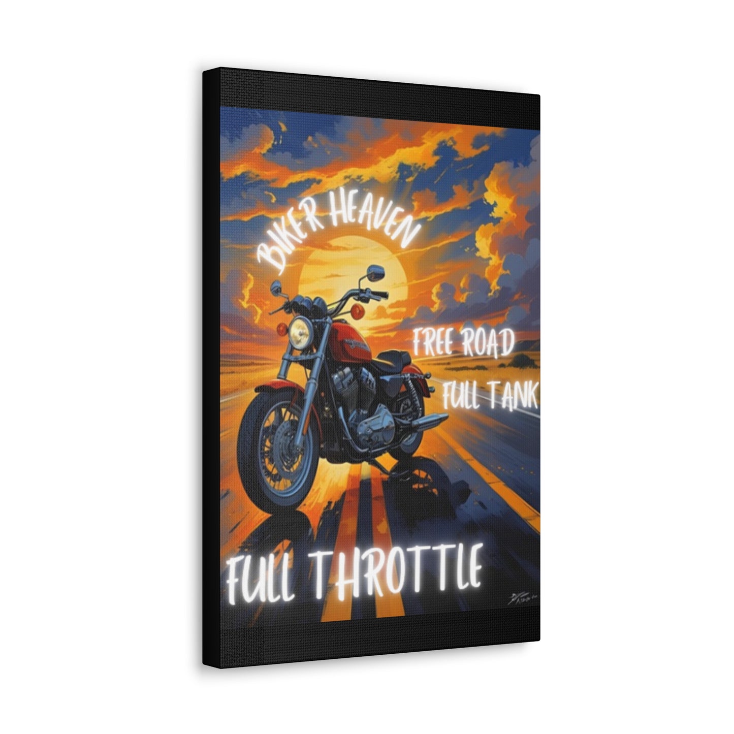 Motorcycle Wall Art, Biker Heaven Canvas Print, Full Throttle Decor, Gift for Bikers, Motorcycle Lover Art