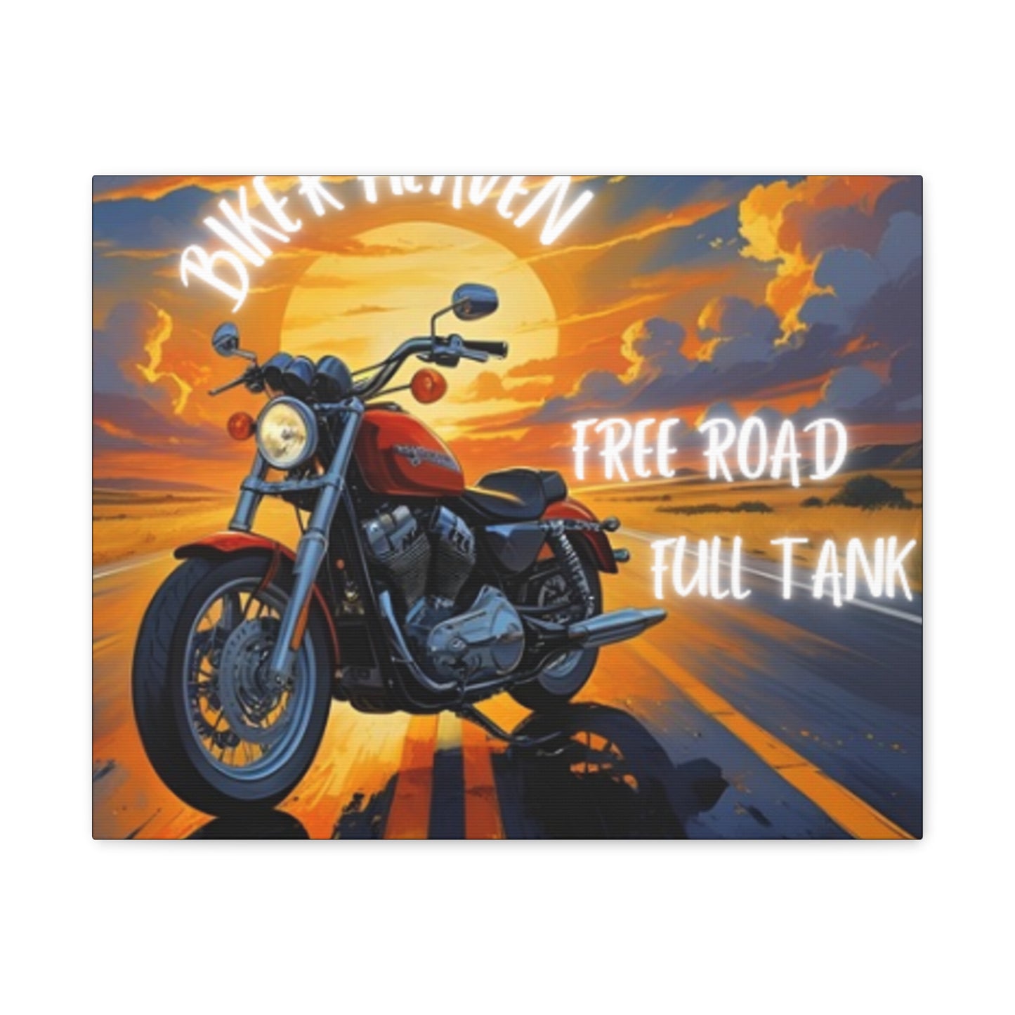 Motorcycle Wall Art, Biker Heaven Canvas Print, Full Throttle Decor, Gift for Bikers, Motorcycle Lover Art