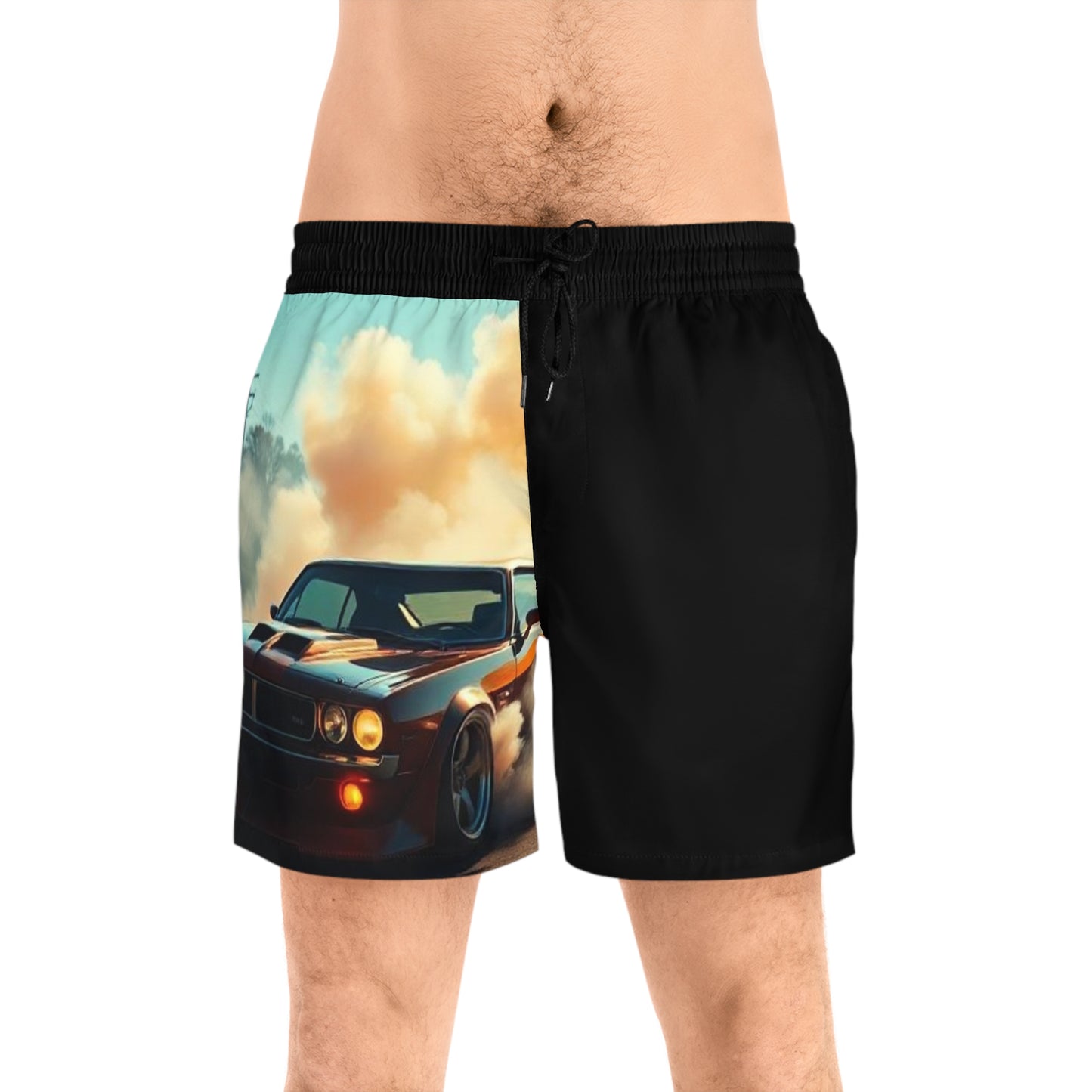 Men's Automotive Print Swim Shorts, Car Retro Beachwear, Summer Swimwear, Outdoor Shorts, Gift for Car Enthusiasts