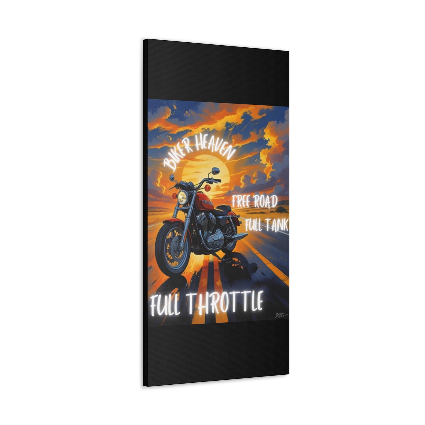 Motorcycle Wall Art, Biker Heaven Canvas Print, Full Throttle Decor, Gift for Bikers, Motorcycle Lover Art