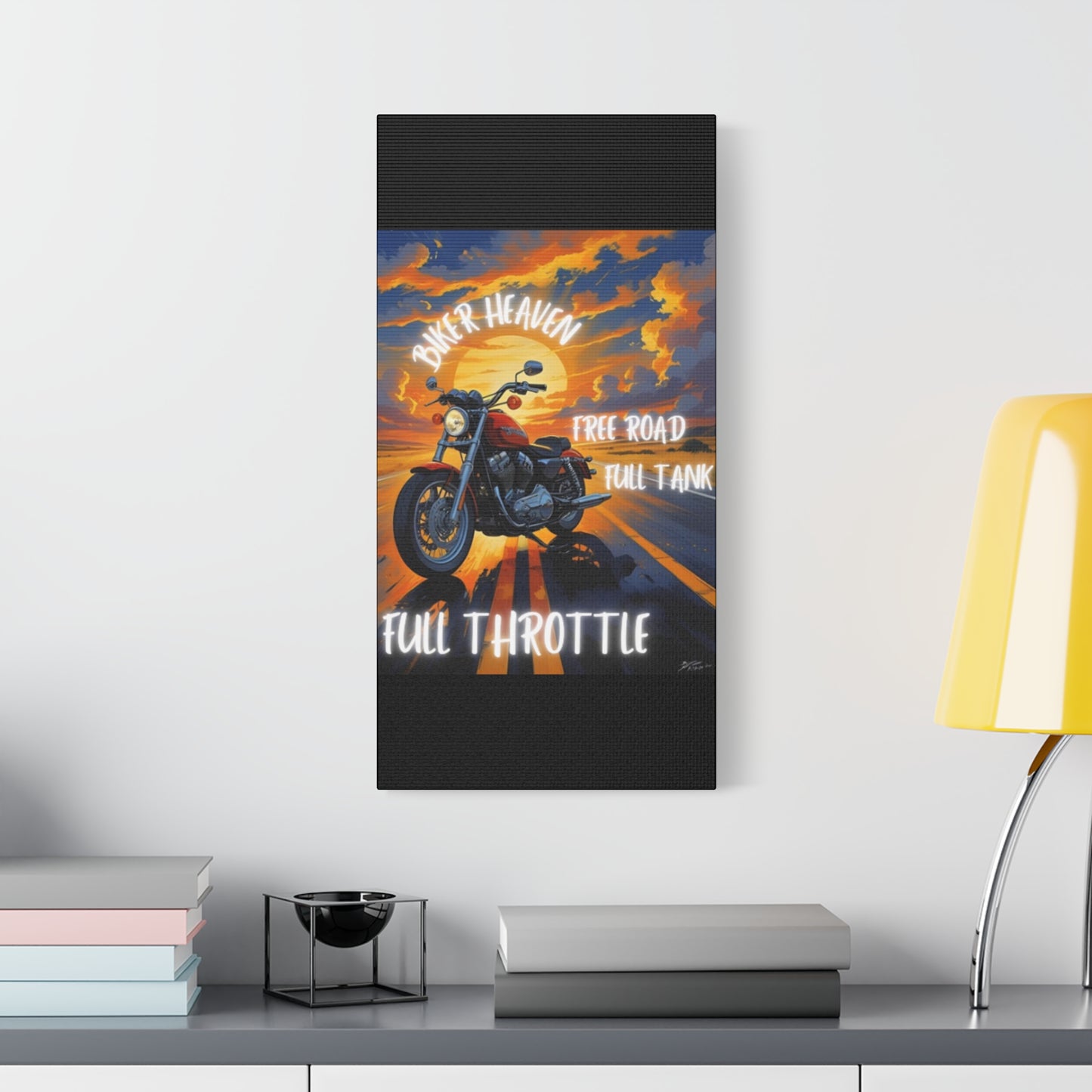 Motorcycle Wall Art, Biker Heaven Canvas Print, Full Throttle Decor, Gift for Bikers, Motorcycle Lover Art