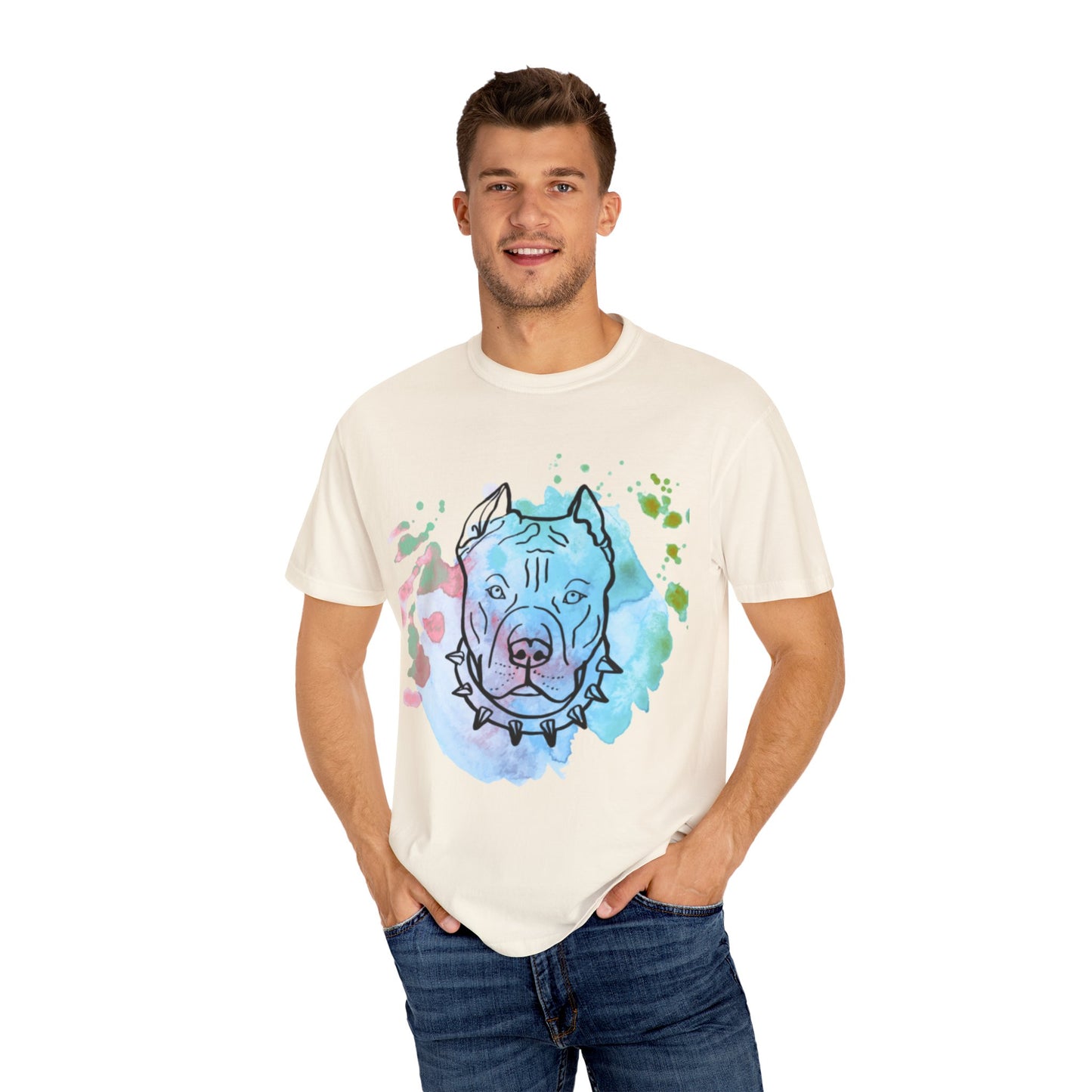 Vibrant Pitbull Art Unisex T-Shirt, Cool Dog Lover Tee, Unique Animal Print Shirt, Gift for Pet Owners, Casual Everyday Wear