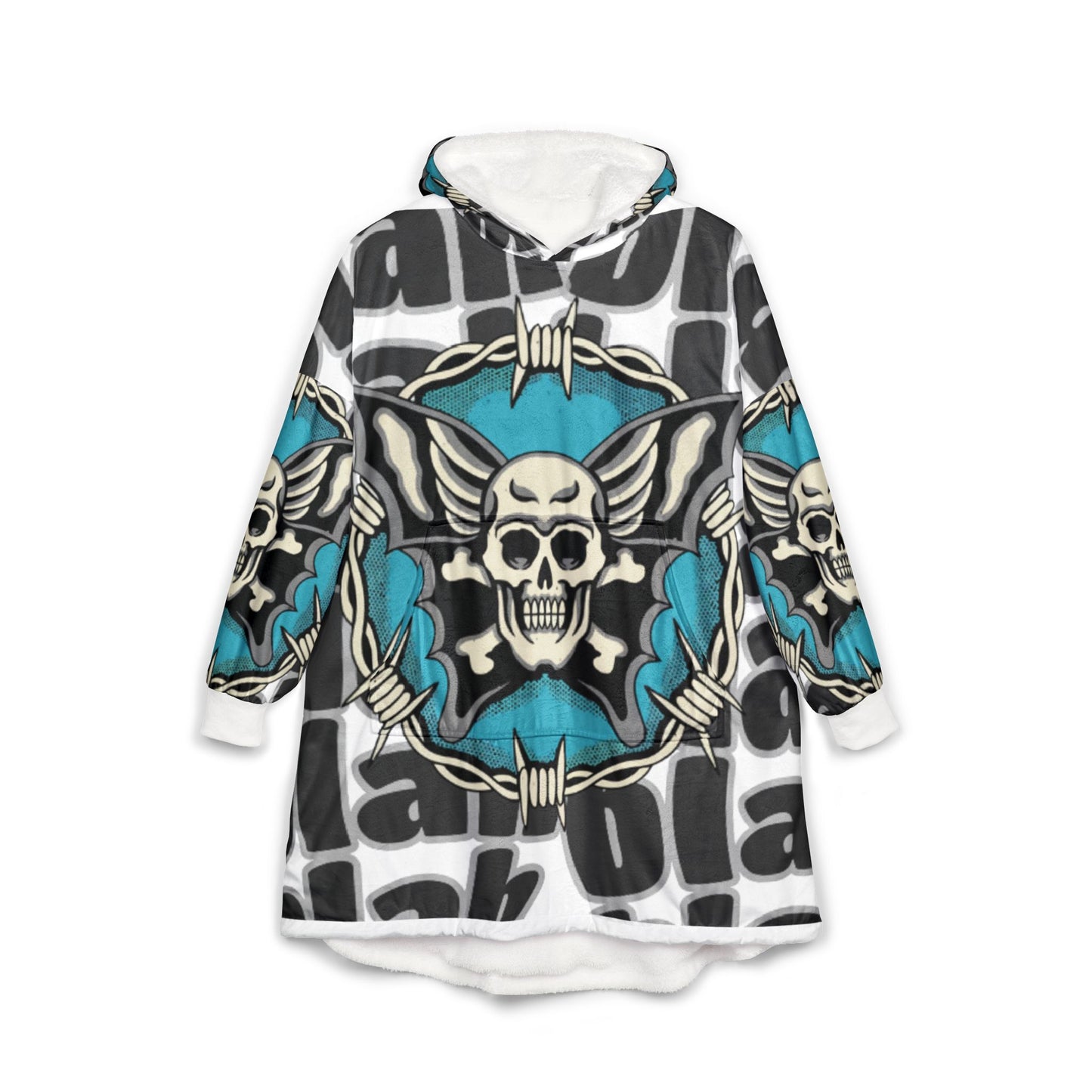 Gothic Skull Hooded Blanket - Cozy Unisex Wear, Perfect for Chill Nights, Halloween Decor, Gift for Alternative Fashion Lovers