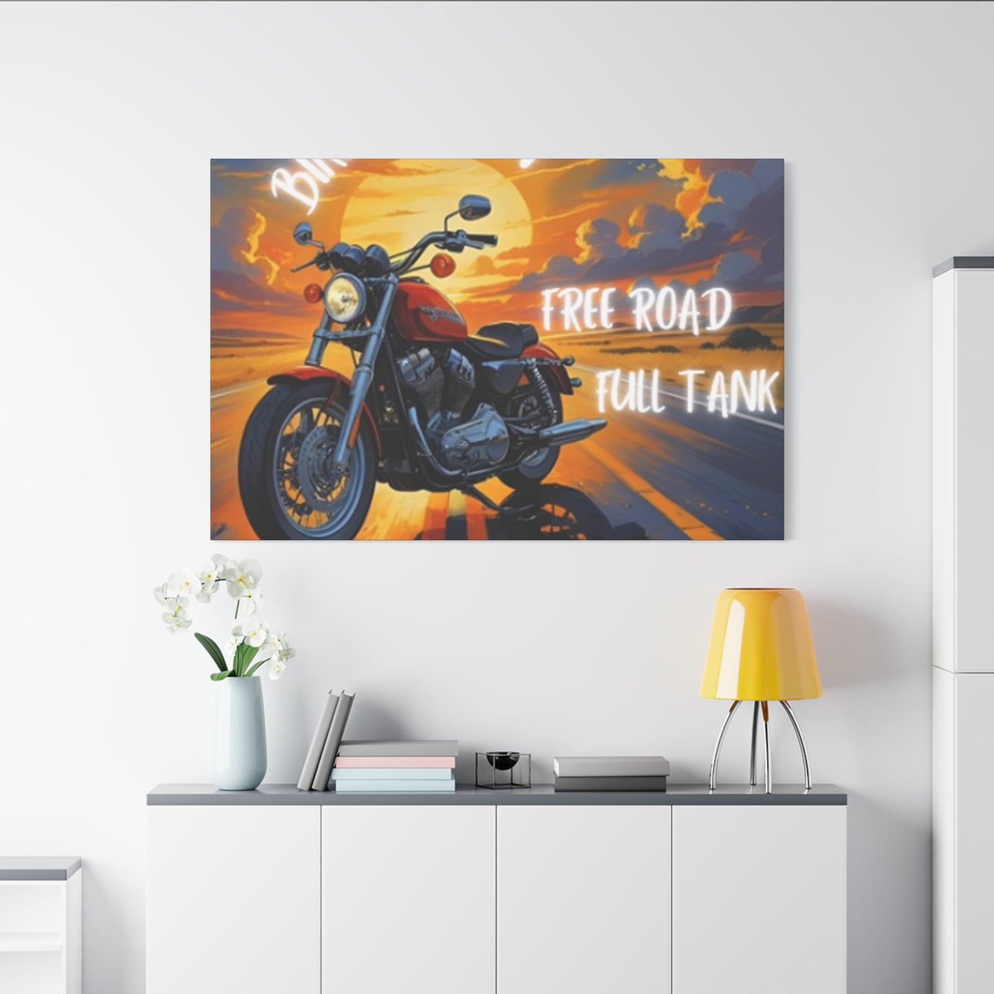 Motorcycle Wall Art, Biker Heaven Canvas Print, Full Throttle Decor, Gift for Bikers, Motorcycle Lover Art