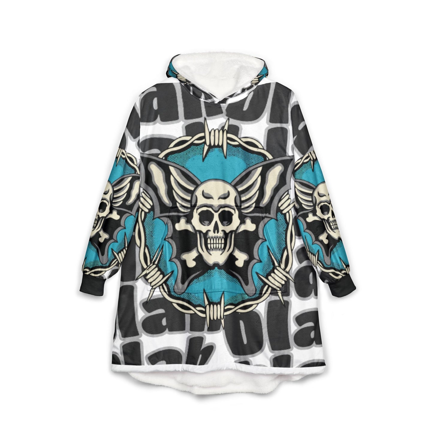 Gothic Skull Hooded Blanket - Cozy Unisex Wear, Perfect for Chill Nights, Halloween Decor, Gift for Alternative Fashion Lovers