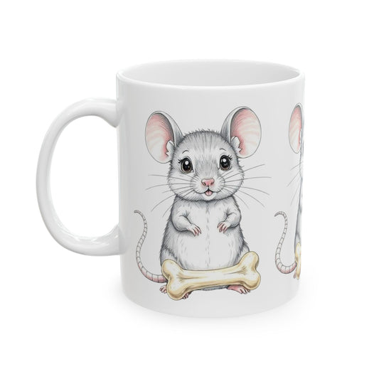 Cute Mouse Ceramic Mug with Bone - Perfect for Animal Lovers