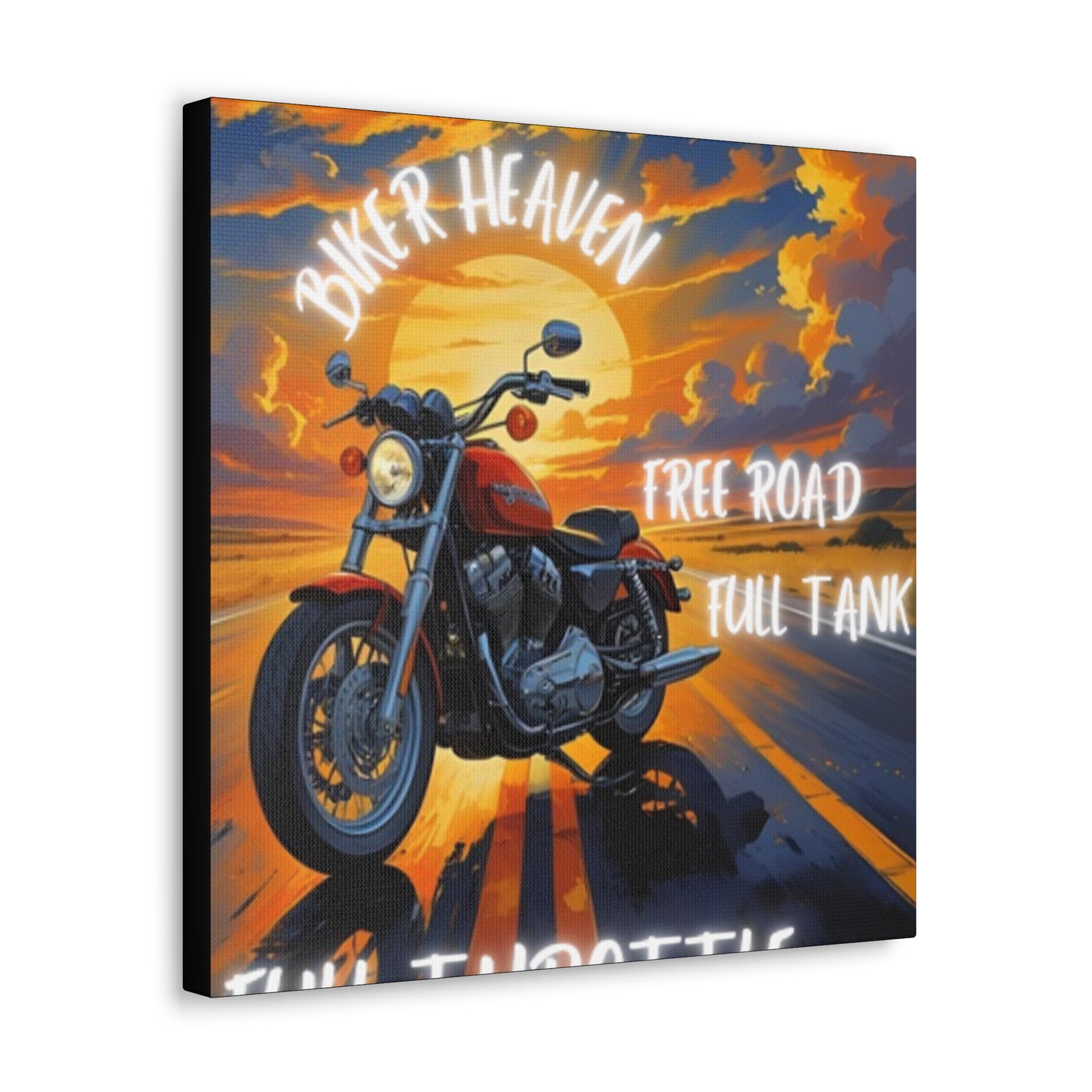 Motorcycle Wall Art, Biker Heaven Canvas Print, Full Throttle Decor, Gift for Bikers, Motorcycle Lover Art
