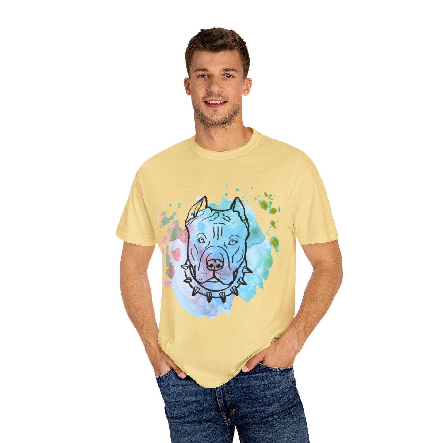 Vibrant Pitbull Art Unisex T-Shirt, Cool Dog Lover Tee, Unique Animal Print Shirt, Gift for Pet Owners, Casual Everyday Wear