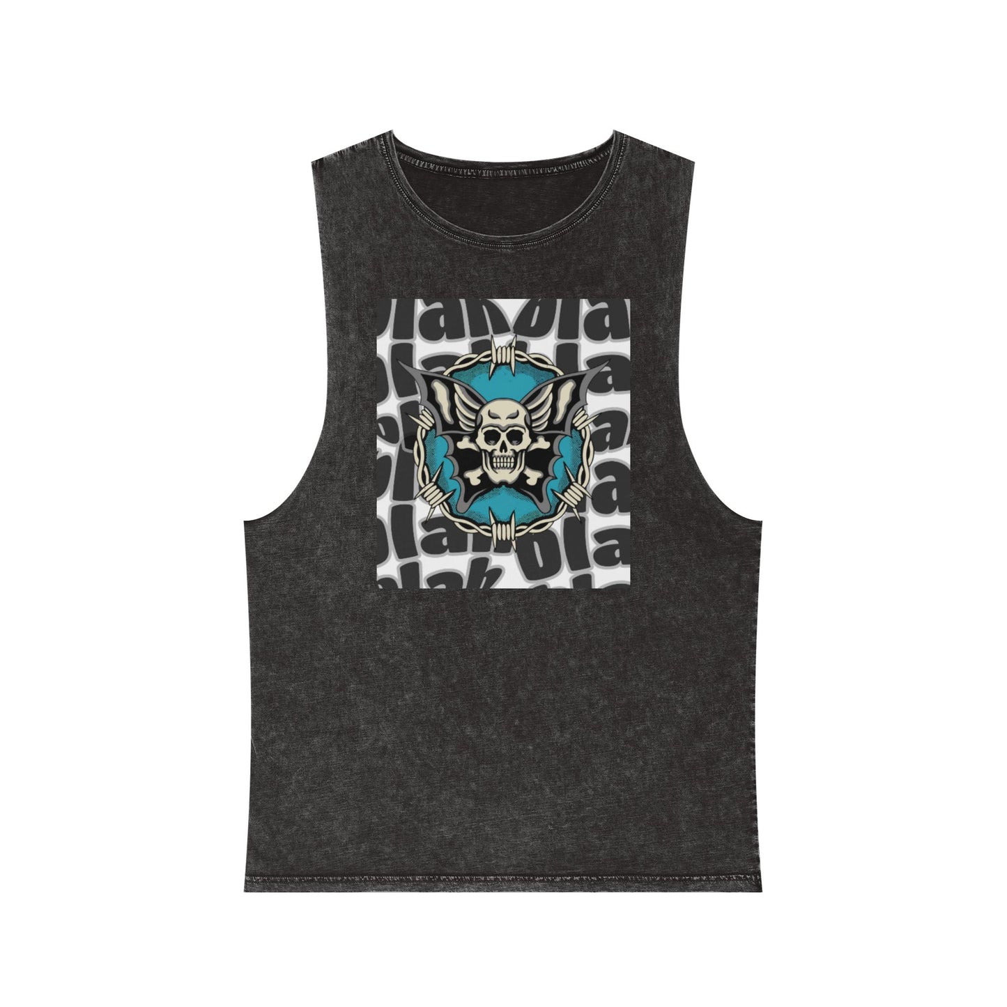Unisex Stonewash Tank Top with Skull Design, Edgy Graphic Tee, Rocker Style Apparel, Festival Outfit, Casual Summer Wear