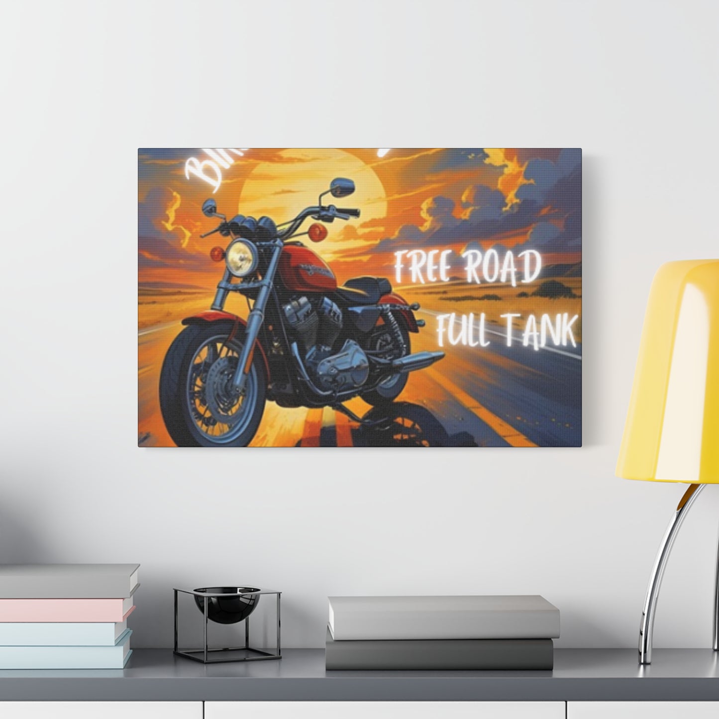 Motorcycle Wall Art, Biker Heaven Canvas Print, Full Throttle Decor, Gift for Bikers, Motorcycle Lover Art