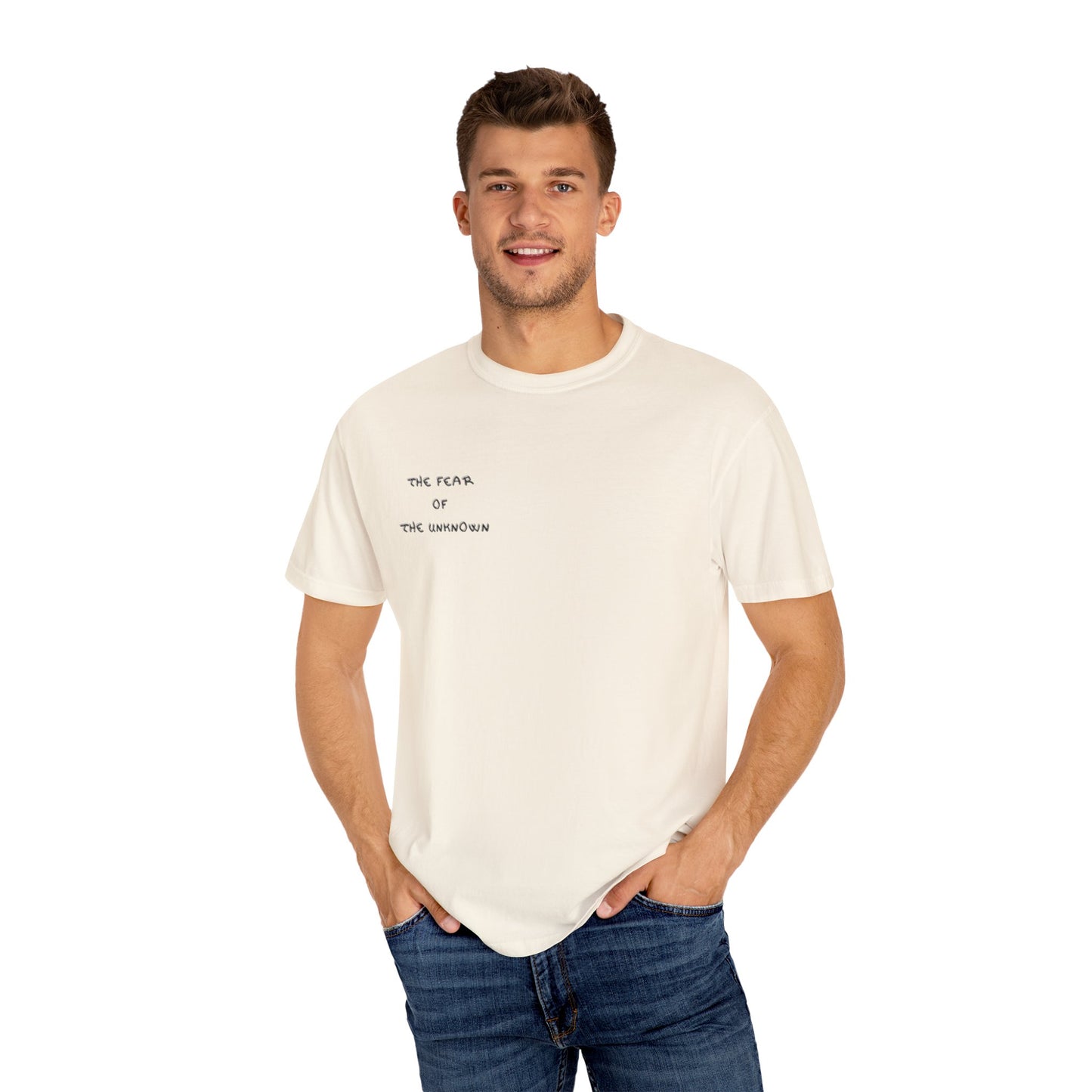 Unisex Graphic T-Shirt - Embrace the Unknown, Fearless Fashion, Alternative Art, Gift for Creatives, Edgy Streetwear