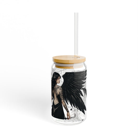Chic Glass Sipper with Straw, Unique Drinkware for Home, Party Favors, Eco-Friendly Gift, Bohemian Decor, Customizable Design
