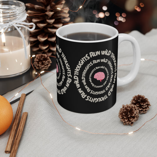 Wild Thoughts Mug | Motivational Coffee Cup | Brain Design | Gift for Thinkers | Unique Office Decor | Inspirational Drinkware