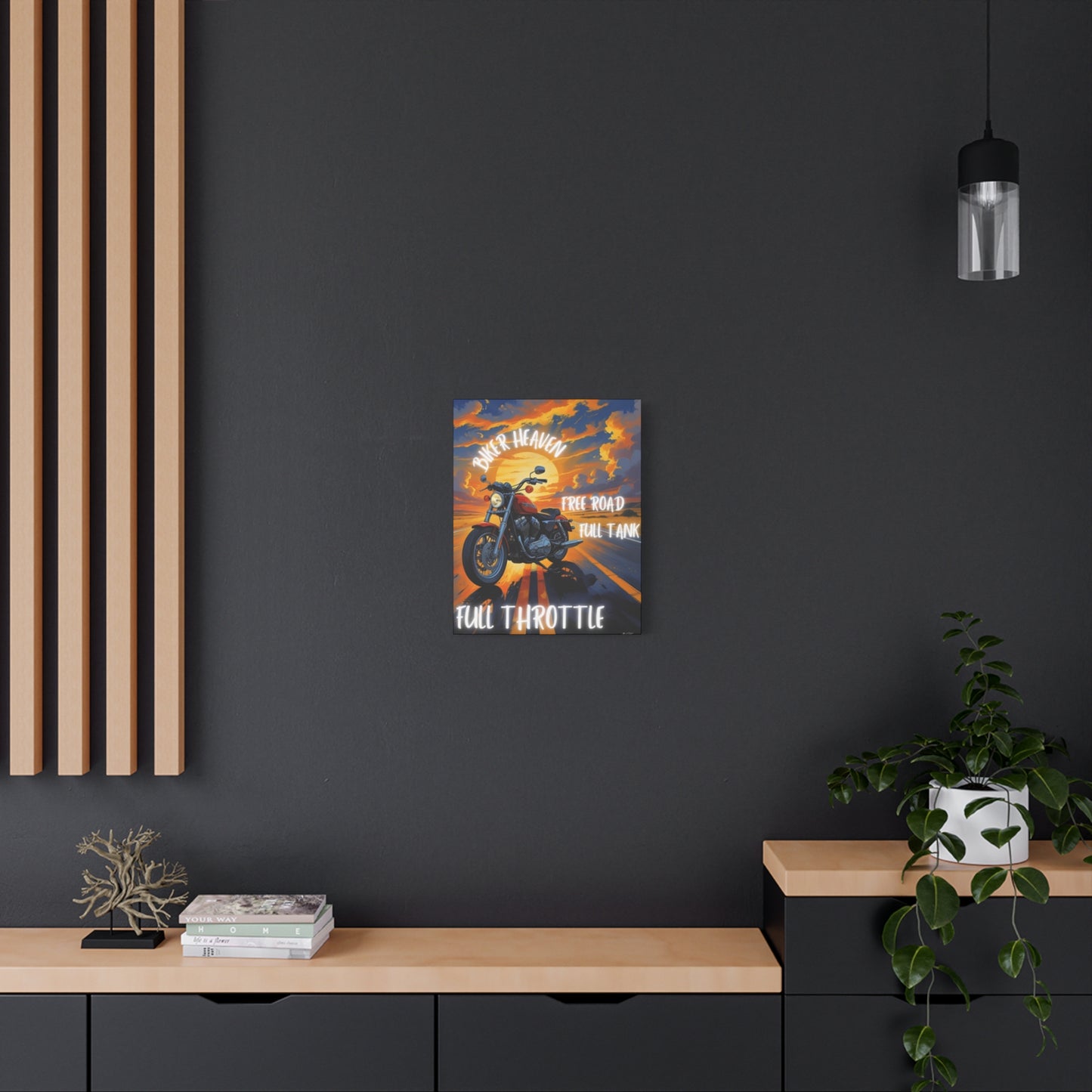 Motorcycle Wall Art, Biker Heaven Canvas Print, Full Throttle Decor, Gift for Bikers, Motorcycle Lover Art