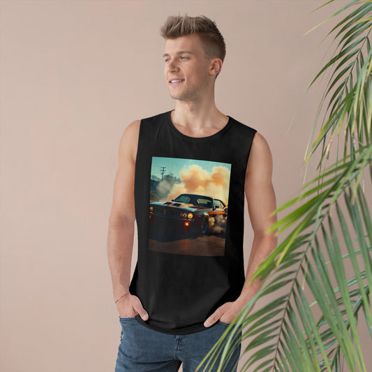 Graphic Tank Top - Unisex Barnard Tank with Vintage Car Design, Summer Apparel, Casual Wear, Gift for Car Lovers, Festival Clothing