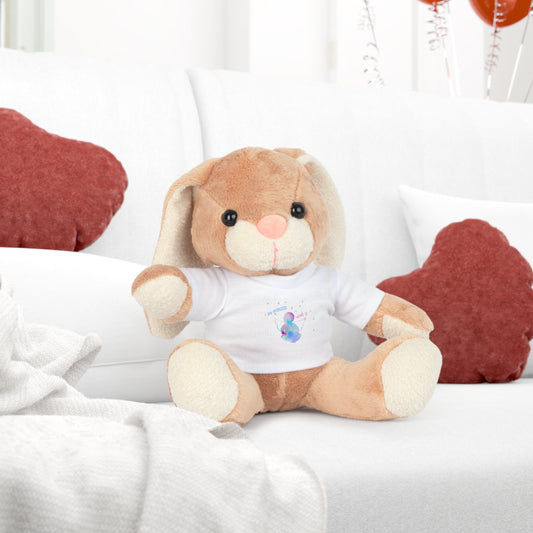 Adorable Plush Toy with Custom T-Shirt | Cuddle Buddy, Gift for Kids, Birthday Present, Toy for All Ages, Personalized Stuffed Animal