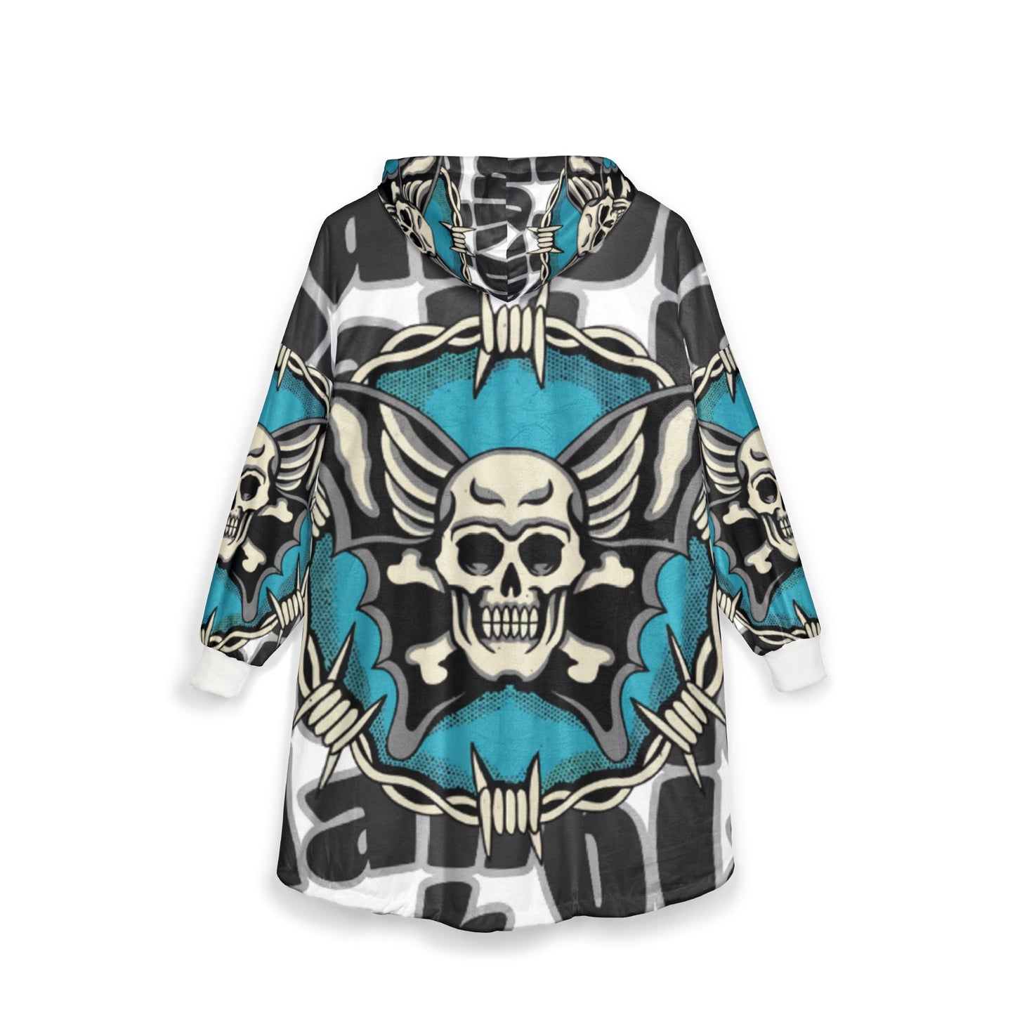 Gothic Skull Hooded Blanket - Cozy Unisex Wear, Perfect for Chill Nights, Halloween Decor, Gift for Alternative Fashion Lovers