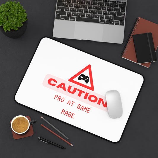 Gaming Desk Mat - Caution Pro at Game Rage | Gamer Accessories, Desk Decor, Office Gifts, Gaming Gifts, Fun Home Office