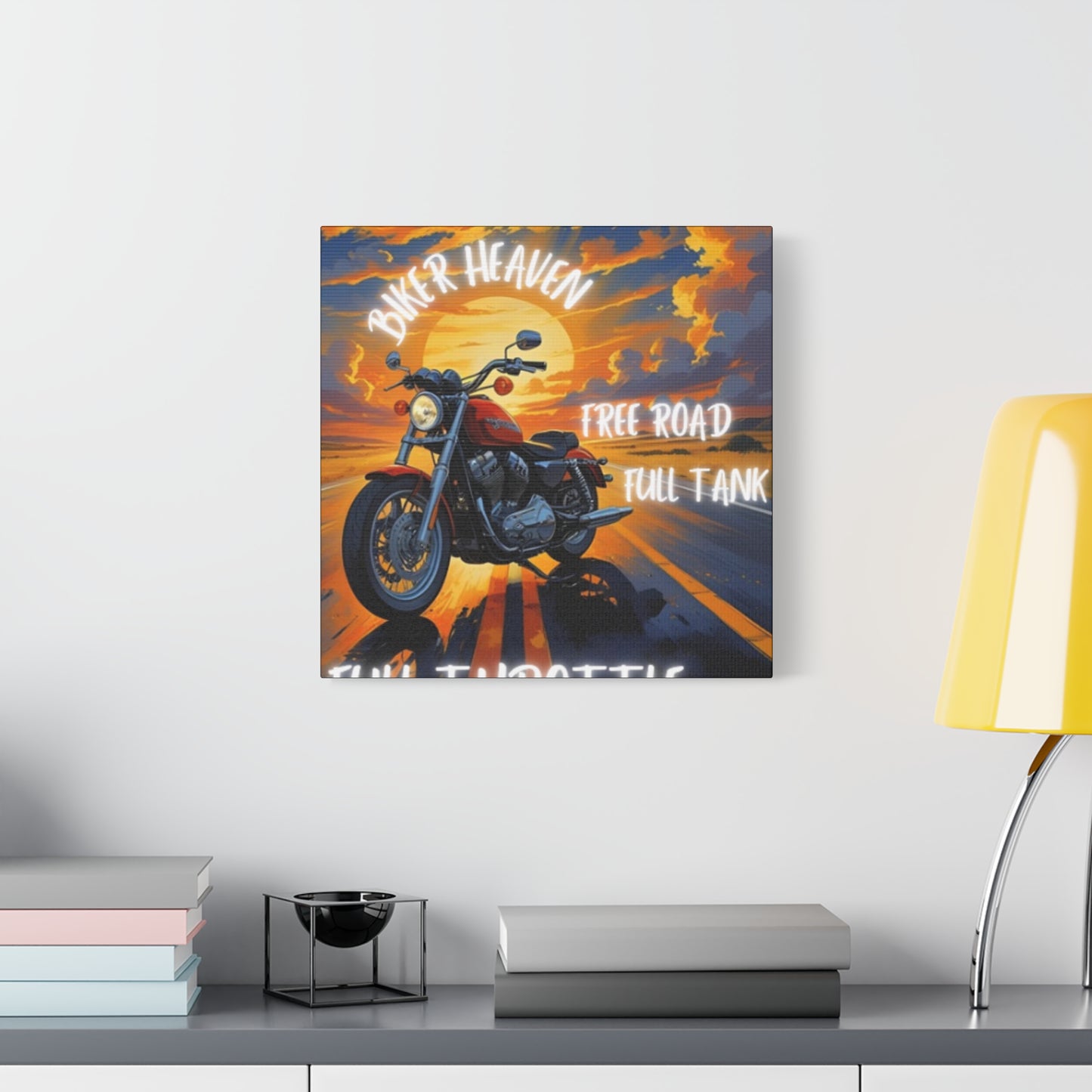 Motorcycle Wall Art, Biker Heaven Canvas Print, Full Throttle Decor, Gift for Bikers, Motorcycle Lover Art
