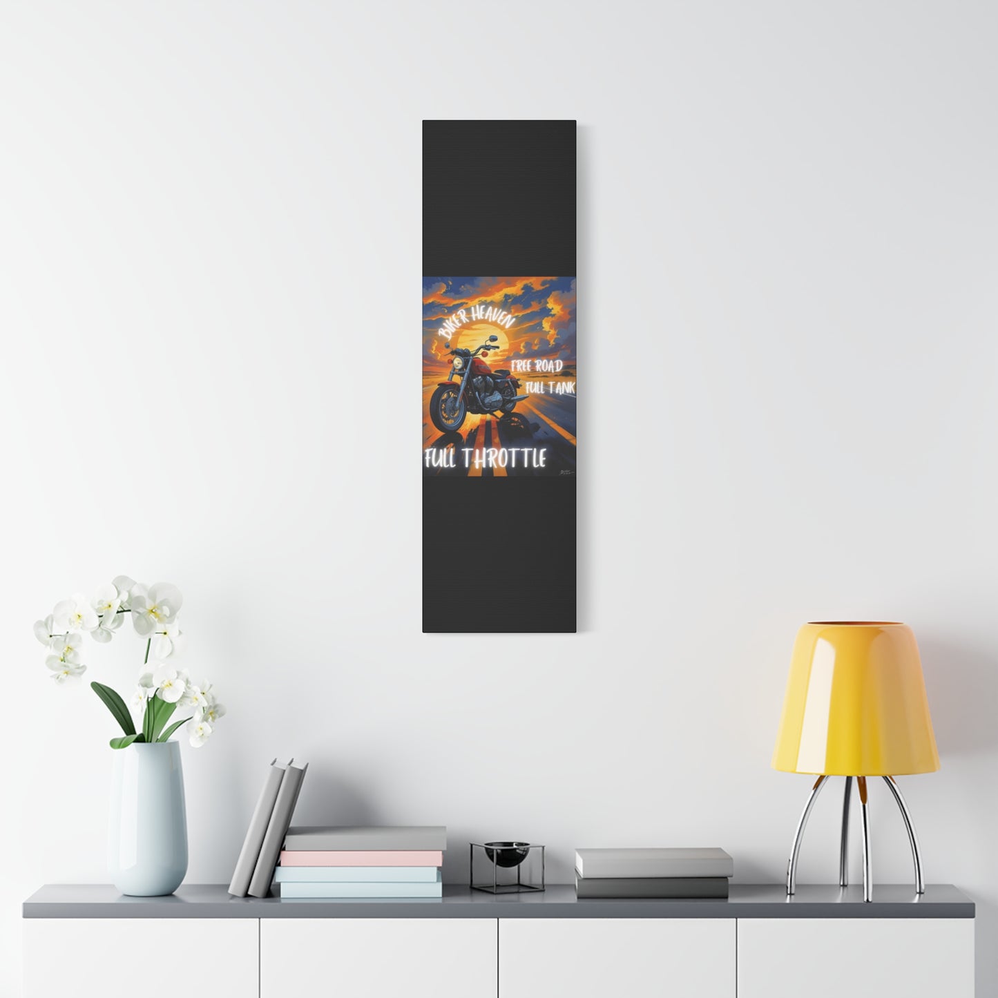Motorcycle Wall Art, Biker Heaven Canvas Print, Full Throttle Decor, Gift for Bikers, Motorcycle Lover Art
