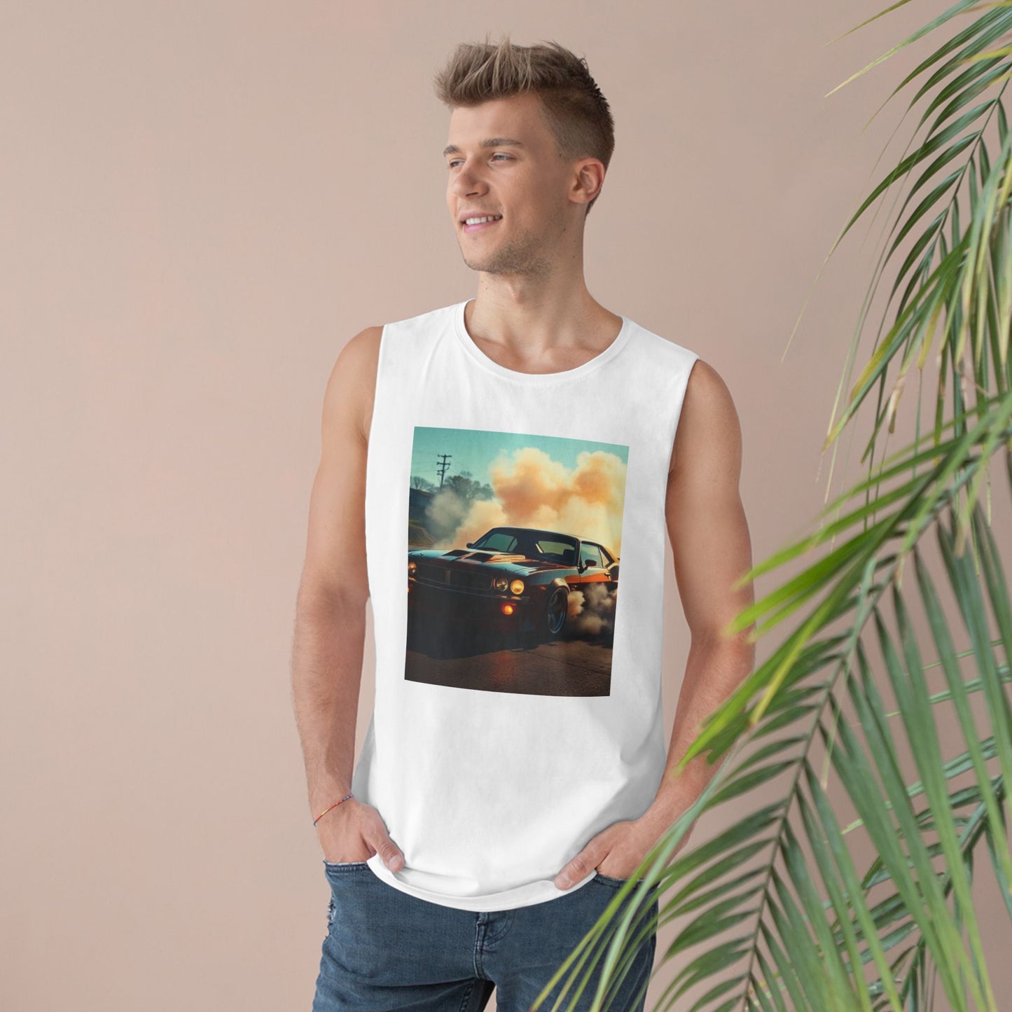 Graphic Tank Top - Unisex Barnard Tank with Vintage Car Design, Summer Apparel, Casual Wear, Gift for Car Lovers, Festival Clothing