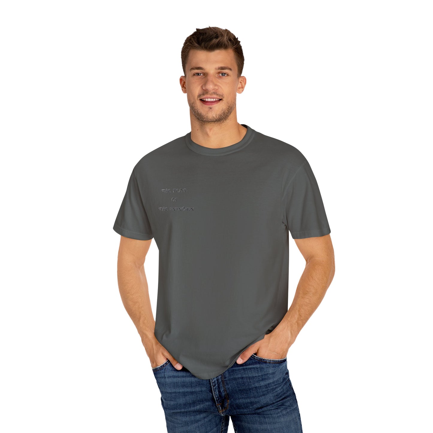 Unisex Graphic T-Shirt - Embrace the Unknown, Fearless Fashion, Alternative Art, Gift for Creatives, Edgy Streetwear