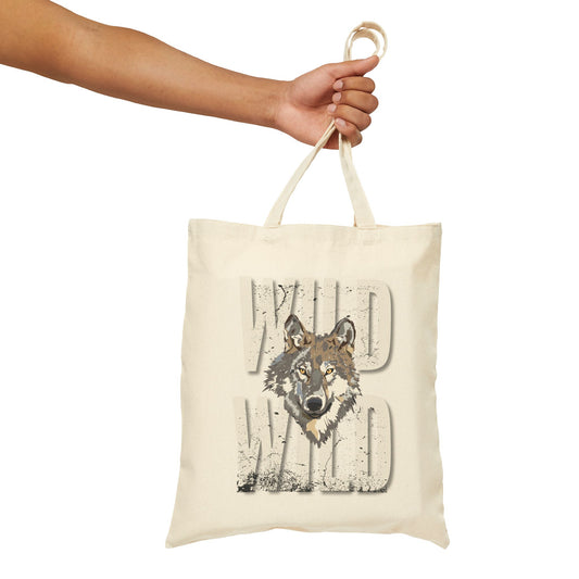 Wild Wolf Cotton Canvas Tote Bag | Eco-Friendly, Stylish, Perfect for Animal Lovers, Beach Days, Shopping, Gifts