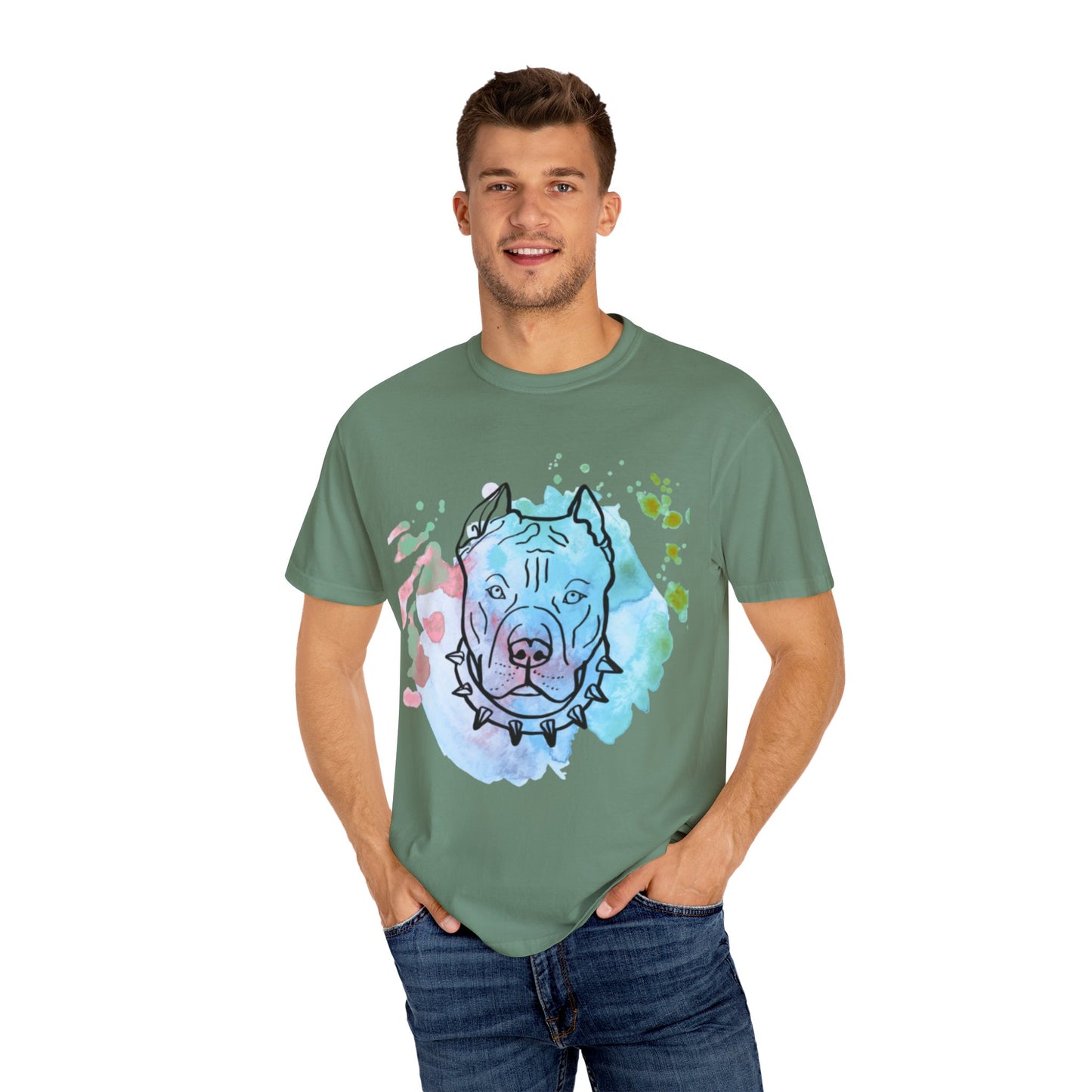 Vibrant Pitbull Art Unisex T-Shirt, Cool Dog Lover Tee, Unique Animal Print Shirt, Gift for Pet Owners, Casual Everyday Wear