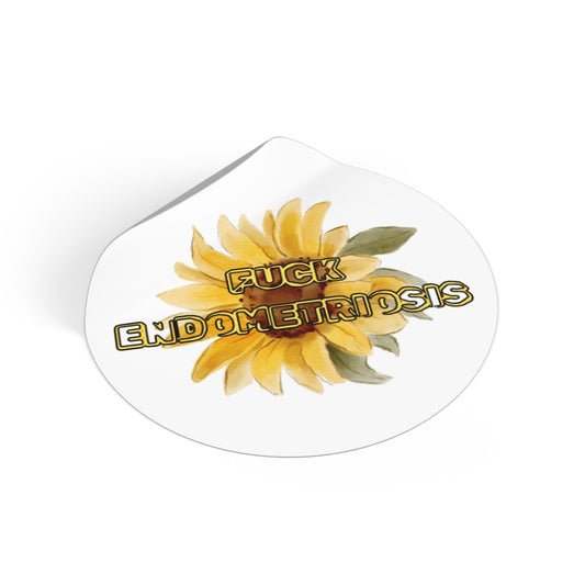 Empowering Round Vinyl Stickers | Unique Endometriosis Gifts, Flower Art, Motivational Stickers, Self-Care Essentials, Awareness Accessories