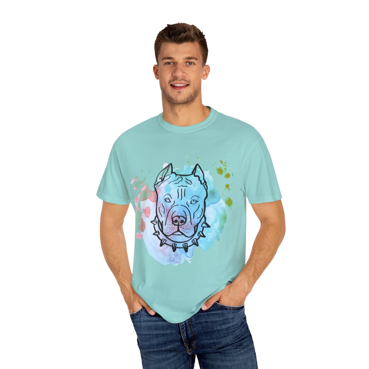 Vibrant Pitbull Art Unisex T-Shirt, Cool Dog Lover Tee, Unique Animal Print Shirt, Gift for Pet Owners, Casual Everyday Wear