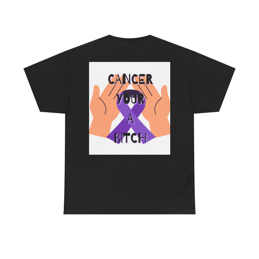 Cancer Awareness Unisex Heavy Cotton Tee, Funny Cancer Shirt, Support Gift, Awareness Month Clothing, Humorous Cancer Remembrance