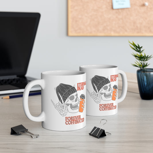 Eternally Dead Coffee Mug | Funny Halloween Gift | Skull Coffee Cup | Unique Gift for Coffeemakers | Quirky Home Decor | Spooky Vibes