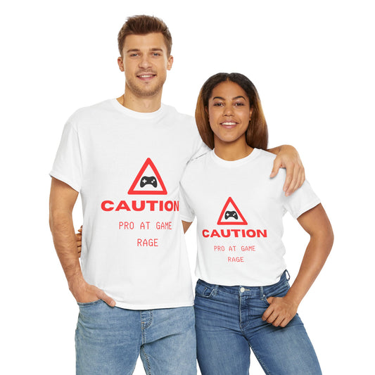 Gaming Rage Tee, Unisex Gamer Shirt, Funny Video Game Top, Caution Pro at Game Rage, Gift for Gamers, Casual Wear