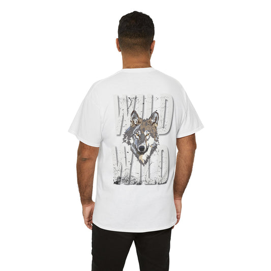 Wild Wolf Unisex Heavy Cotton Tee, Animal Lover Gift, Nature T-Shirt, Outdoor Adventure Wear, Wildlife Graphic Tee