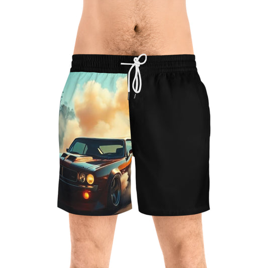 Men's Automotive Print Swim Shorts, Car Retro Beachwear, Summer Swimwear, Outdoor Shorts, Gift for Car Enthusiasts