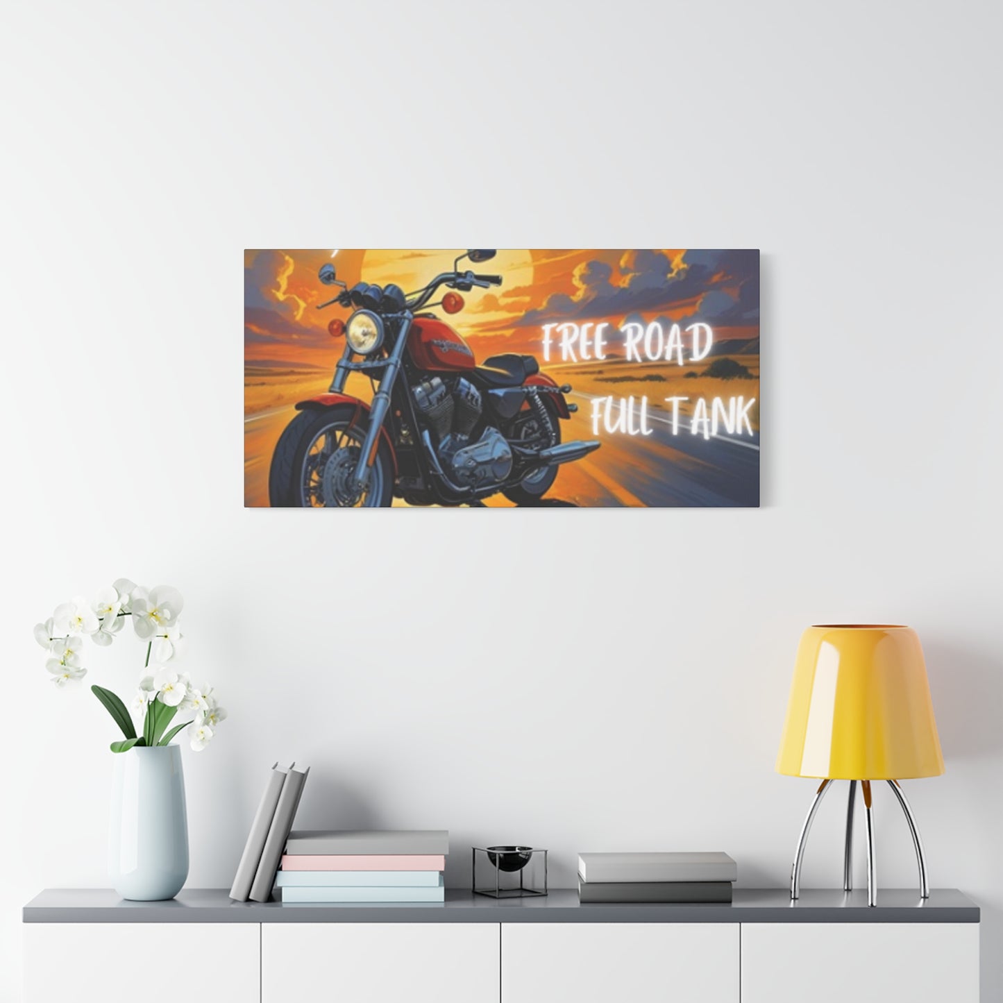 Motorcycle Wall Art, Biker Heaven Canvas Print, Full Throttle Decor, Gift for Bikers, Motorcycle Lover Art